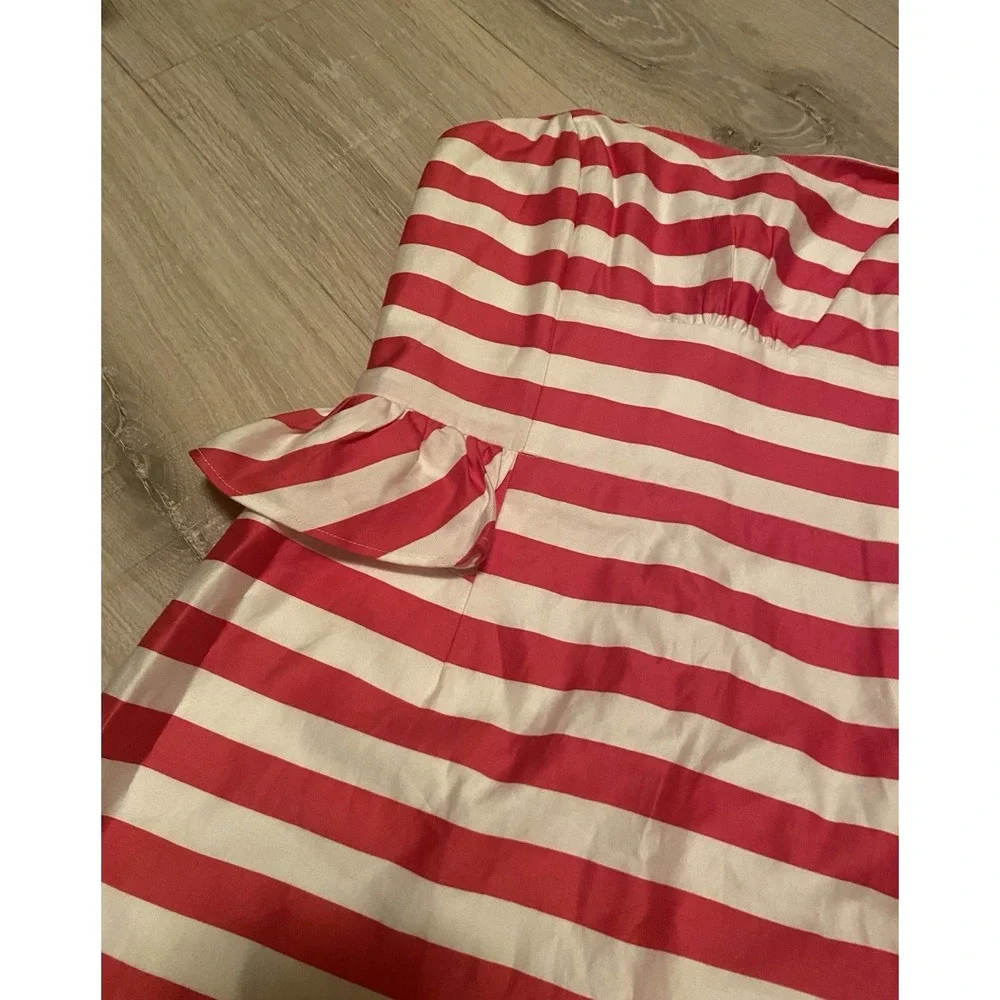 Lilly Pulitzer Maybell Dress Azalea Pink Stripe Size 2 Strapless Peplum Ruffle - Picture 4 of 14